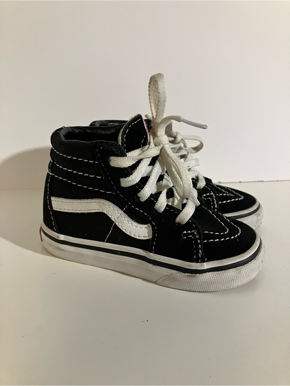 Vans Black and White High-Top Kids Skate Sneakers